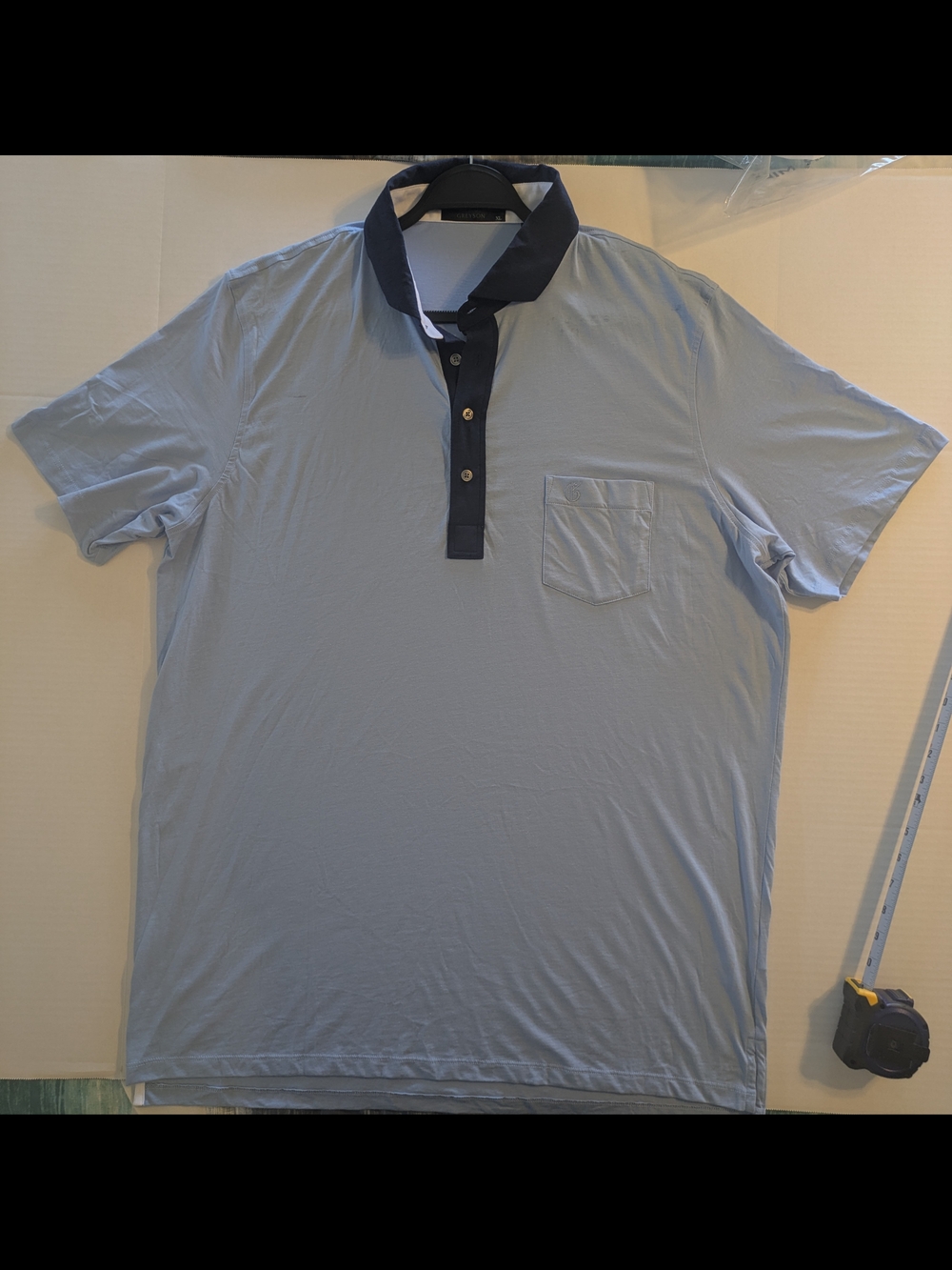 Greyson Light Blue Polo Shirt w/Navy Placket and Collar- XL (NWOT)